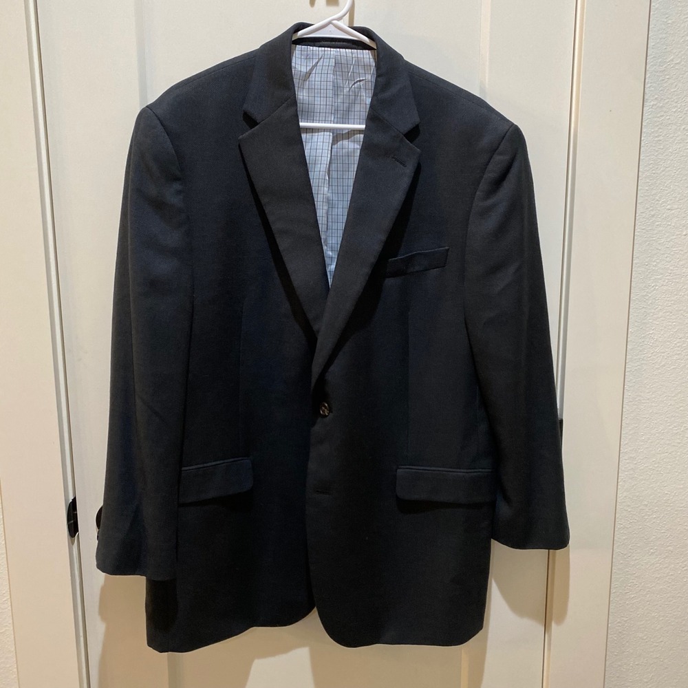 Lauren Ralph Lauren Mens 44R Blazer Jacket Charcoal Black Linen Blend 2-Button